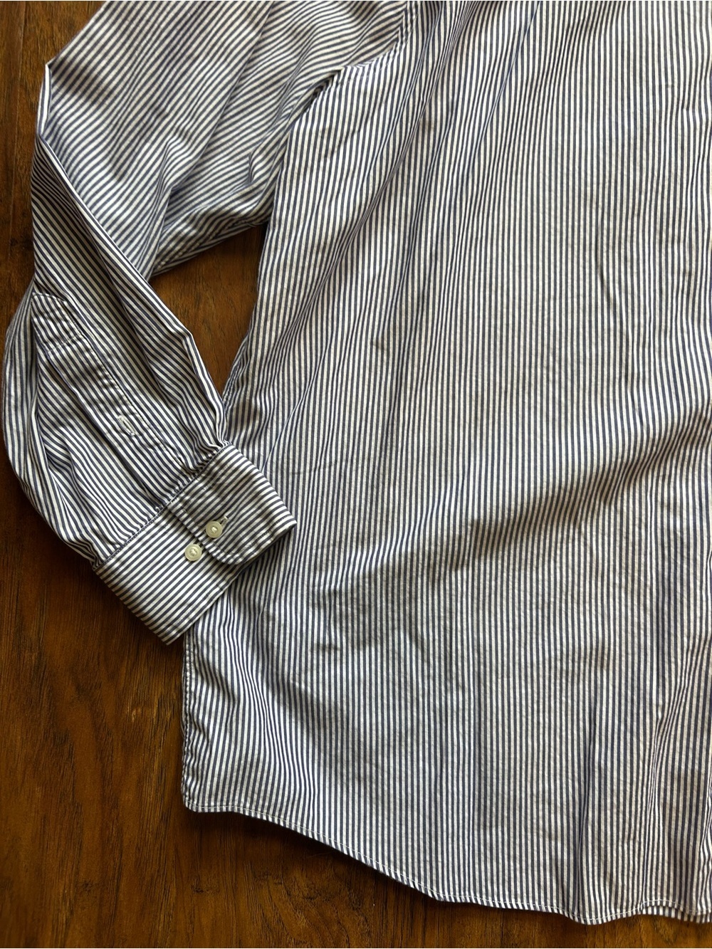 Allen Solly Navy and White Pinstripe Dress Shirt - Picture 3 of 8